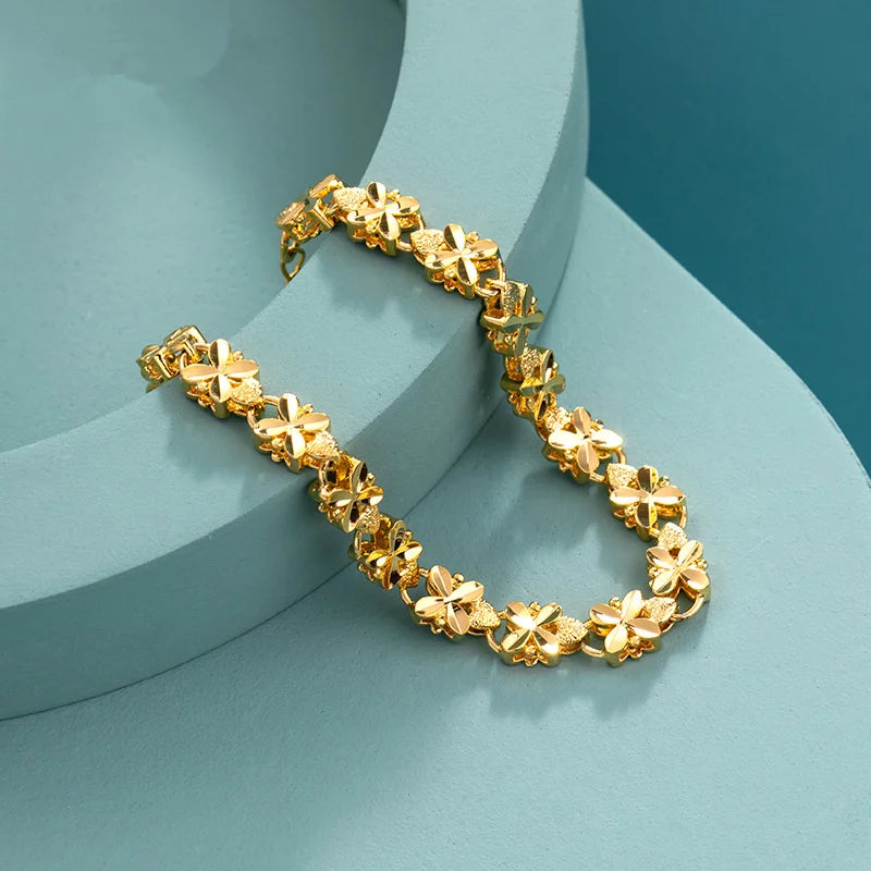 Pulsera de Trébol de Cuatro Hojas Baño de Oro 18k